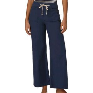 Paige Ari Drawstring Wide Leg Pants Women's 31 High Rise Navy Blue Nautical Boho